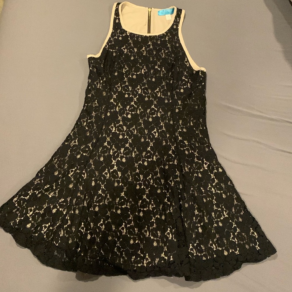 X Small  Black Lace Dress Lined Flared Mini Special Occasion